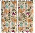 2 Panel Kitchen Cafe Curtains, Desert Camels Sunlight Filtering Nature Air by Hokiten