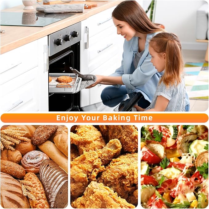 Air Fryer Basket for Oven, 3 Set Stainless Steel Oven Air Fryer Basket and Tray - Image 5