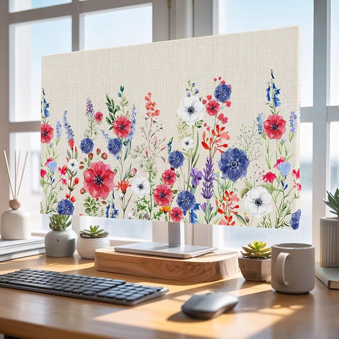 Natural Garden Poppy Wildflowers Indoor TV Cover, Elastic TV Screen Protector - Image 4