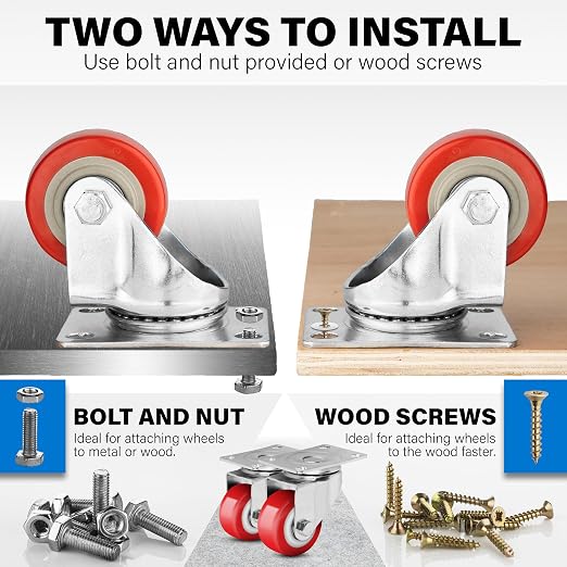 2.5 Inch Heavy Duty Casters Set of 4, Lockable Plate Caster Wheels - Image 6