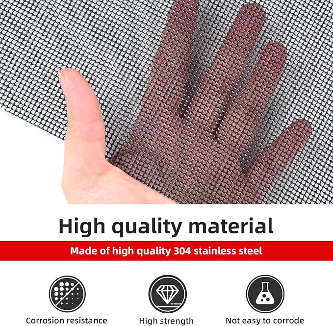 AggAuto 47in x 16in Stainless Steel Car Grill Mesh Screen, PVC Coated 304 - Image 3