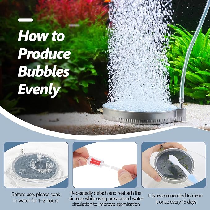 hygger Nano Air Stone for Aquariums, 2 Inch 2 Pack Quiet Fish Tank Bubbler High - Image 5