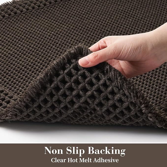 RESARE Waffle Bath Mat, Super Absorbent Non Slip, Machine Washable, Ultra Soft Boho Bath Rugs with Tassels, Upgraded Bordered Design, 17"x24" Chocolate Brown