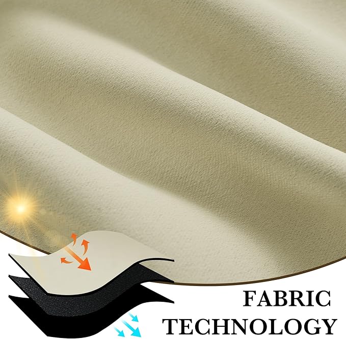 RYB HOME 100% Blackout Bathroom Curtains Over Sink 30 inches Long, Heat & UV Blocking Total Room Darkening Noise Reducing Curtains for Basement RV Campers, Beige, 2 Panels Set