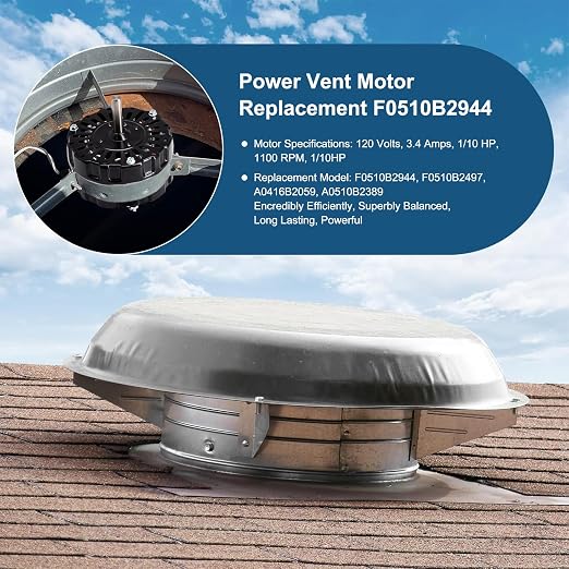 Criditpid F0510B2944, F0510B2497 Power Vent Attic Fan Motor Replacement - Image 5