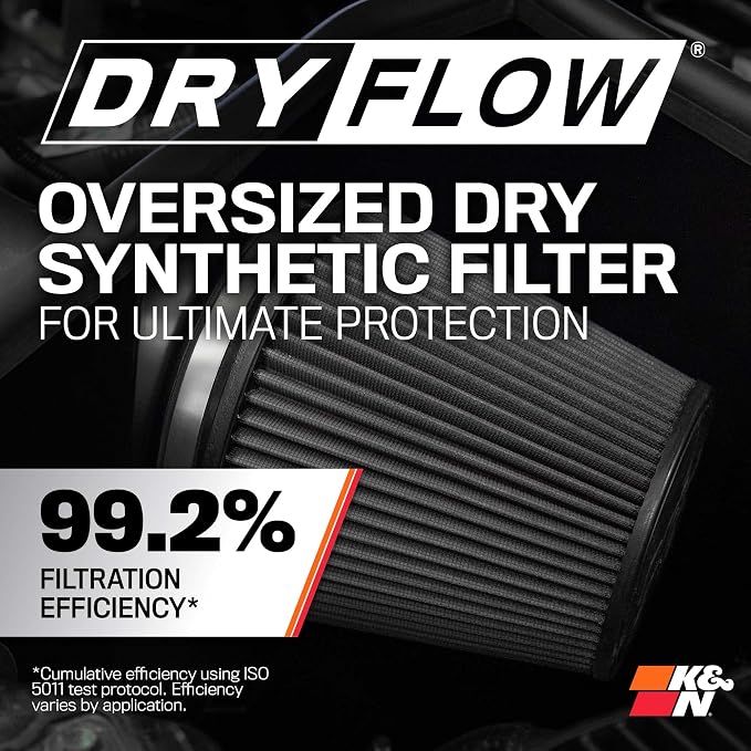 K&N Cold Air Intake System: Dry-Flow Air Filter, Increase Performance & Towing: - Image 5