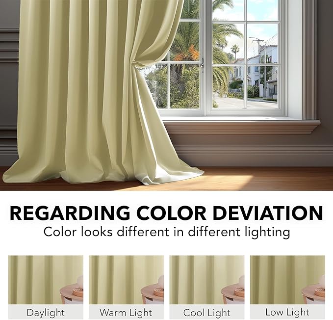 Deconovo Blackout Curtains, Thermal Insulated, W70 x L108 2 Panels, Back Tab, Machine Washable, Room-Darkening Drapes for Bedroom/Living Room Beige