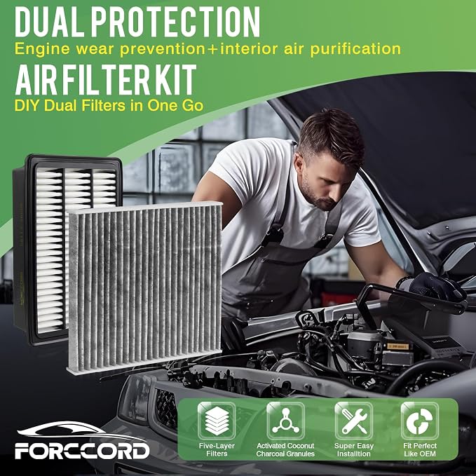 Cabin & Engine Air Filter Fit for 2007-2009 Hyundai Santa Fe Activated Carbon - Image 2