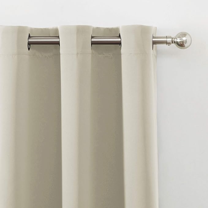 LEMOMO Light Beige Blackout Curtains/52 x 45 Inch Length Kids Curtains/Set of 2 Panels Grommet Bedroom Curtains for Living Room
