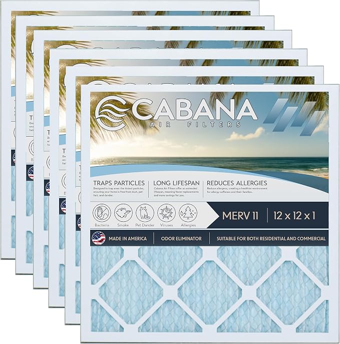 Cabana Filters 6-Pack 12x12x1 MERV 11 AC Furnace Air Filter by CabanaAirFilters