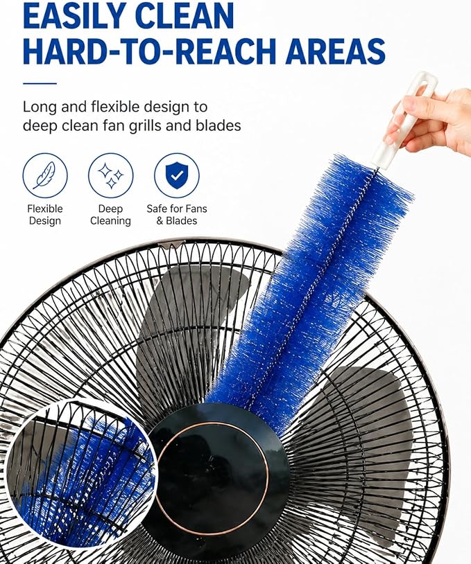 2 Pcs Zylphion Fan Cleaning Brush, Bendable Fan Cleaner Flexible Small Space - Image 3