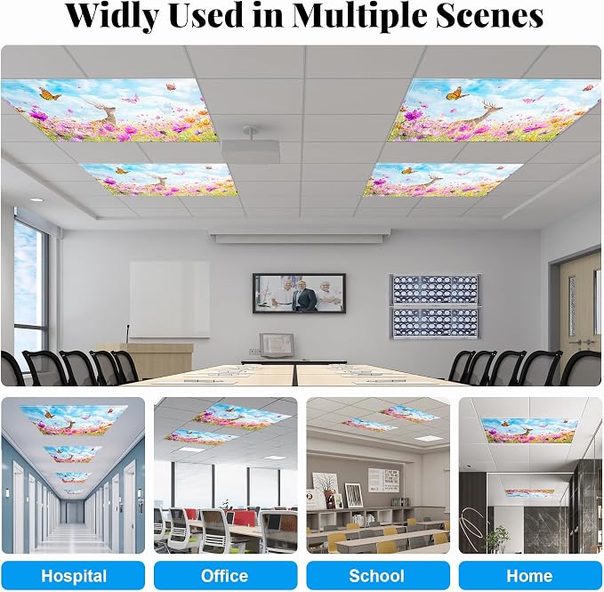 Fluorescent Light Covers-2 Pack 4 x 2 Feet Magnetic Ceiling Light Cover Room - Image 3