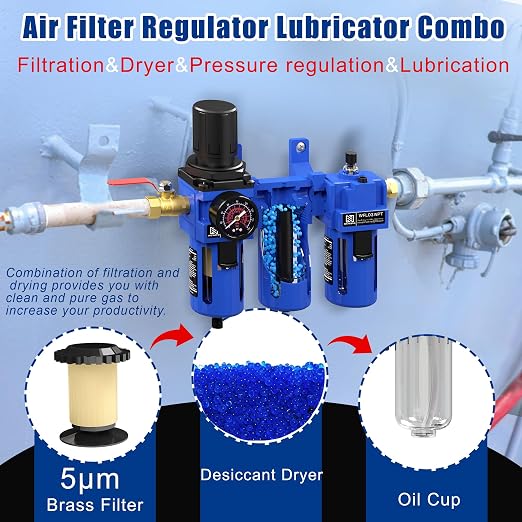 NEWPO 3/8" NPT Air Compressor Water Separator-Air Filter Regulator Lubricator - Image 3