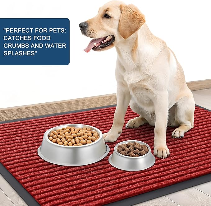 OLANLY Front Door Mat Indoor Outdoor Entrance, 2-Pack 35 x 23 Inch, Waterproof Heavy Duty Doormat, Fade Resistant, Low Profile, Easy Clean Patio Porch Welcome Floor Mats for Entry, Red