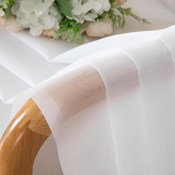 Aiyufeng Voile Sheer Window Curtains 120 inch Extra Long, Rod Pocket Elegant and Airy Drapes Translucent Window Treatments for Living Room/Bedroom, White, 40" Wx120 L, 2 Panels=80" Wide
