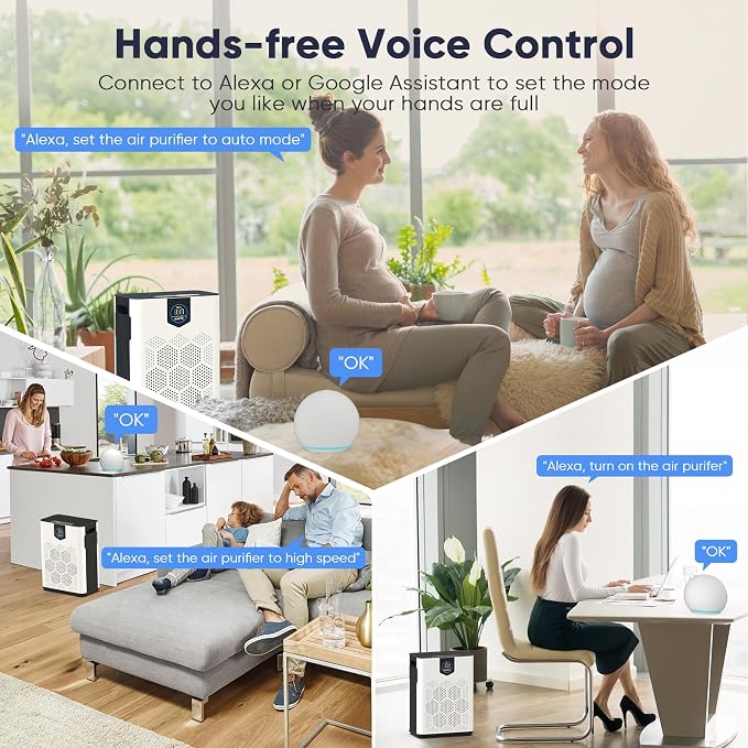 Smart Wifi Air Purifiers for Home Large Room Up to 3000 Ft², DAYETTE Air Cleaner - Image 4