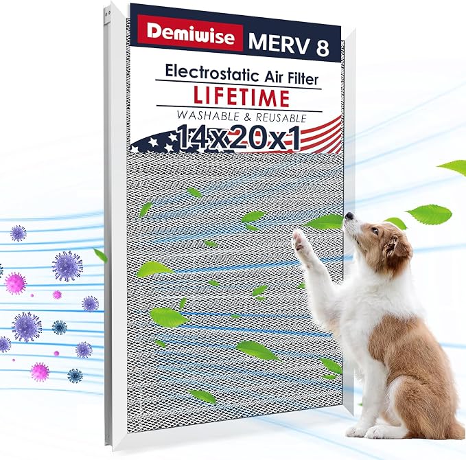 14x20x1 Electrostatic Air Filter, 8 Stage Washable Aluminum AC/HVAC Furnace by Demiwise