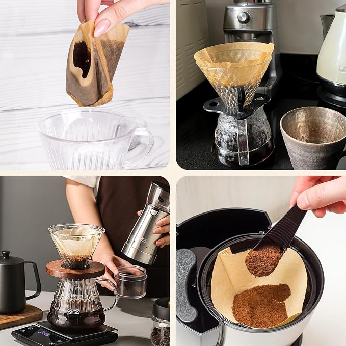 100 Count #4 Cone Coffee Filters 8-12 Cup, Unbleached Natural Paper, Disposable - Image 7