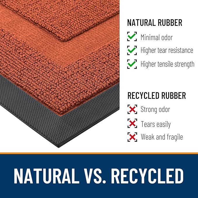 OLANLY Front Door Mat Indoor Outdoor Entrance, Waterproof All-Season, All-Weather Doormat, Sturdy Natural Rubber, Low Profile, Easy Clean Patio Porch Entryway Mat, 47x17, Vermillion Red