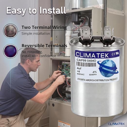 ClimaTek 4 MFD 370/440 Volt VAC Run Oval Capacitor CAP99-0404O - Image 3