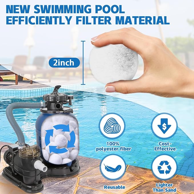 QwayHome 4.6 lbs Pool Filter Balls, Reusable Filter Sand Balls - Image 4