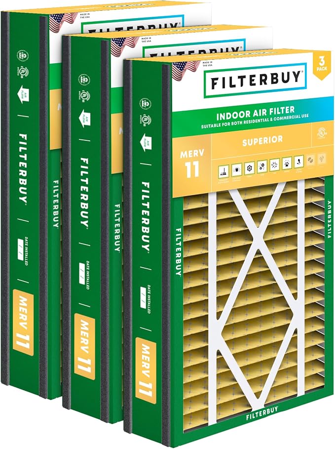 Filterbuy 16x25x5 Air Filter MERV 11 Superior Pet & Allergy Defense, by Filterbuy