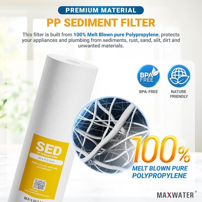 Max Water 5 Micron 20 x 4.5 Sediment Filter 20 inch Whole House BB Water - Image 3