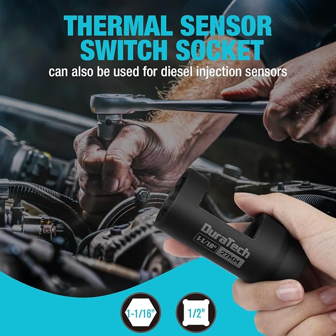 DURATECH 7PCS O2 Oxygen Sensor & Oil Pressure Socket Set, 1/2" 3/8" Drive x - Image 6