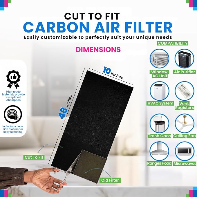 Cut to Fit Activated Carbon Filter Sheet 10” x 48” - Image 3
