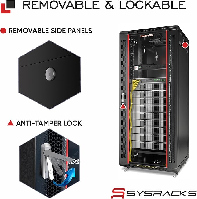 Sysracks 27U Wall Mount Server Rack Cabinet, 19” Locking Network Rack, 24” Deep - Image 5