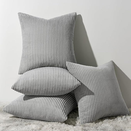 Topfinel Decorative Grey Throw Pillow Covers Cushion Cases, Set of 4 Soft Velvet Modern Double-Sided Designs, Mix and Match for Home Decor, Pillow Inserts Not Included (16x16 inch)