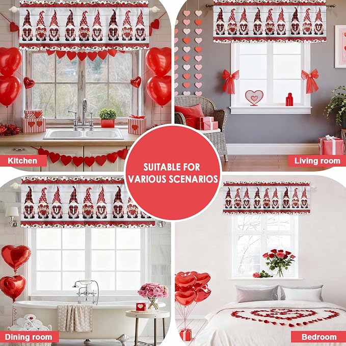 I Love U Valance Curtains for Kitchen, Valentine's Day Dwarf Romantic Wood - Image 8