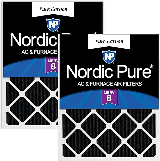 Nordic Pure 14x30x1 Pleated MERV 8 Pure Carbon Air Filters 2 Pack | Actual by NordicPure