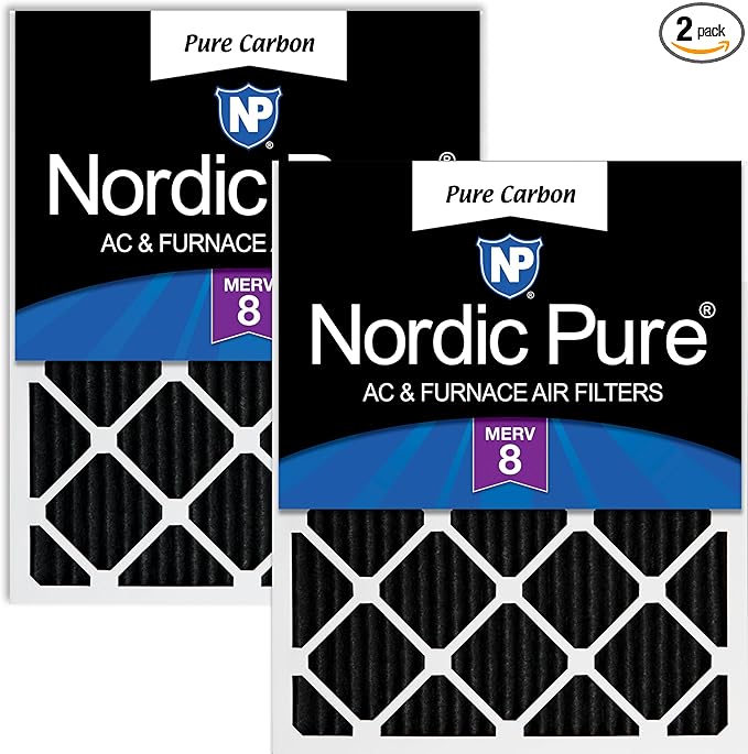 Nordic Pure 14x24x1 Pleated MERV 8 Pure Carbon Air Filters 2 Pack | Actual by NordicPure