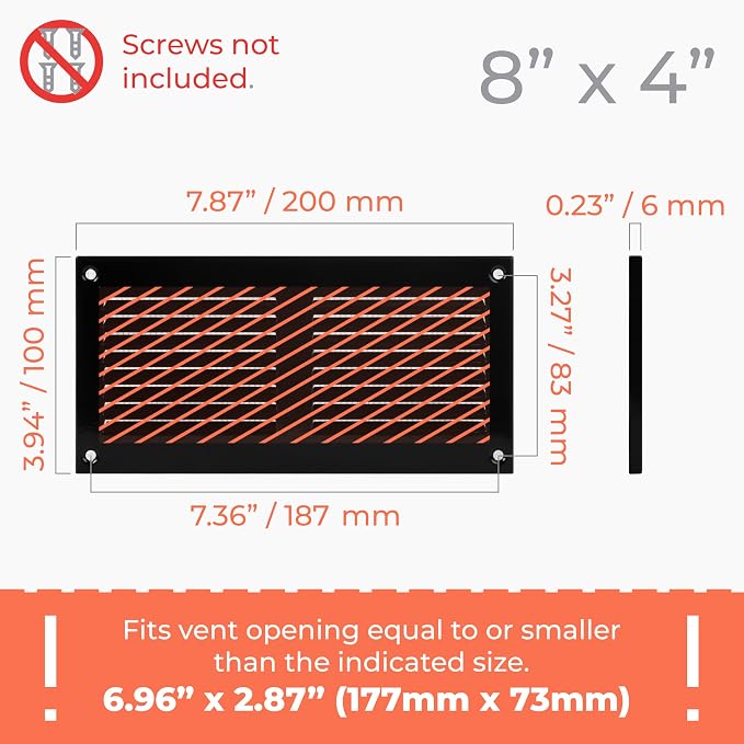 HVAC OV 8" x 4" Inch Black Metal Vent Cover – Ceiling Vents Covers - Image 2