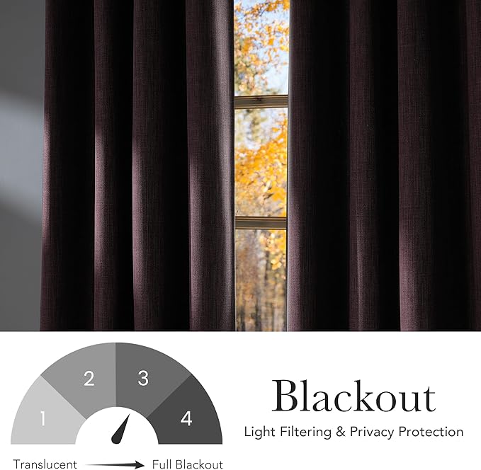 NICETOWN Faux Linen Greyish Purple Blackout Curtains 84 inches Long for Living Room - Privacy Panels for Bedroom, Modern Farmhouse Style Easy Care Grommet Top, 2 Panels, W52 by L84