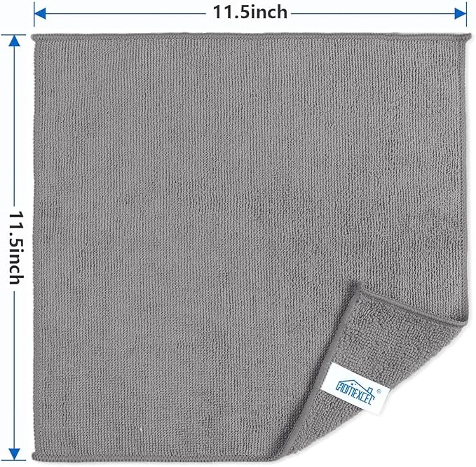 HOMEXCEL Grey Cleaning Rags 5 Pack, Highly Absorbent Microfiber Cleaning Cloth - Image 2