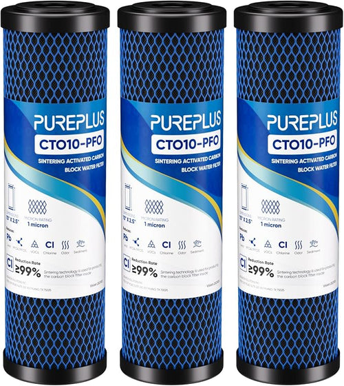 1 Micron 2.5" x 10" Whole House CTO Carbon Water Filter Cartridge Replacement by PUREPLUS