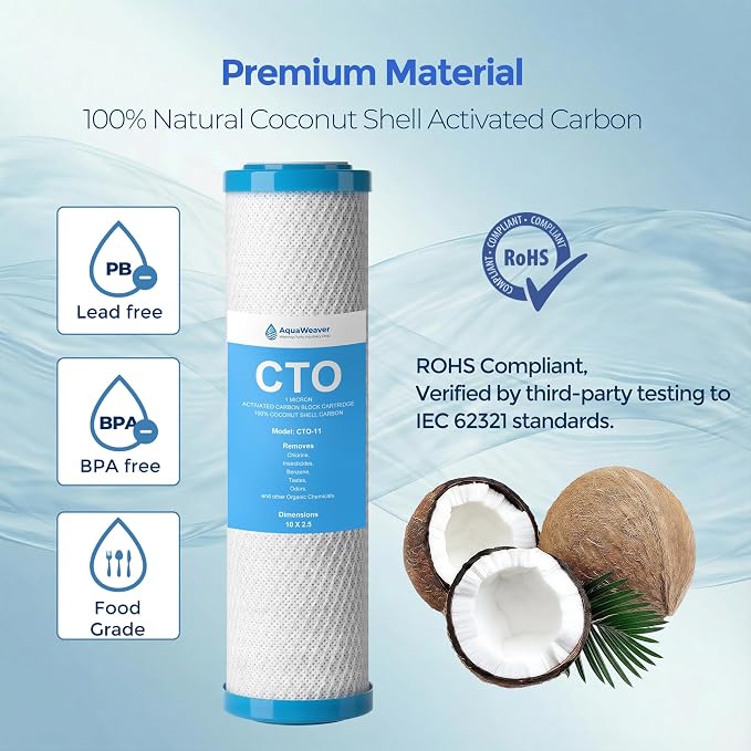 1 Micron 10" x 2.5" Whole House CTO Carbon Water Filter Cartridge, Compatible - Image 4