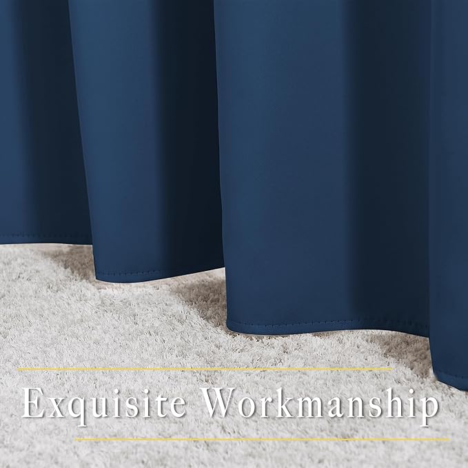 NICETOWN Blackout 78 inch Curtains for Doorway 2 Panels Set, Grommet Thermal Window Treatments Room Darkening Door Curtains for Bedroom/Home Family, Moroccan Blue, W52 x L78