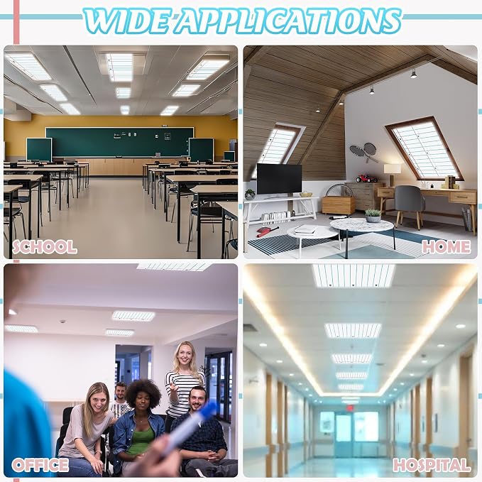 6Pcs Classroom Light Covers for Fluorescent Lights, Magnetic 2x4 FT Ceiling - Image 8