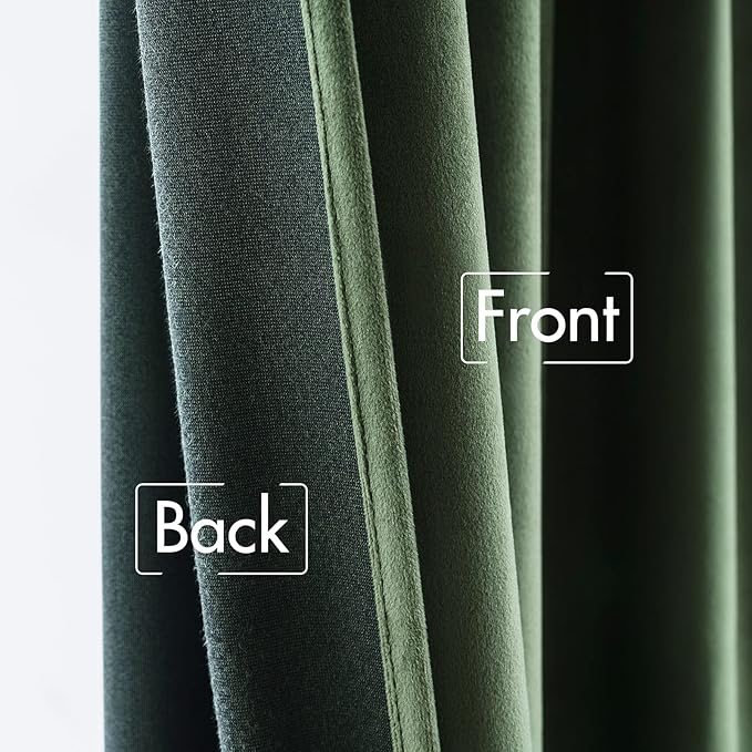 MIULEE Velvet Curtains 72 Inch Wide - Extra Wide Luxury Room Darkening Curtains for Sliding Door Bedroom Living Room Thermal Insulated Window Drapes Back Tab, Olive Green, W 72 x L 84 inch 2 Panels