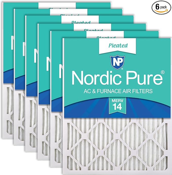 Nordic Pure 12x24x1 Pleated MERV 14 Air Filters 6 Pack by NordicPure