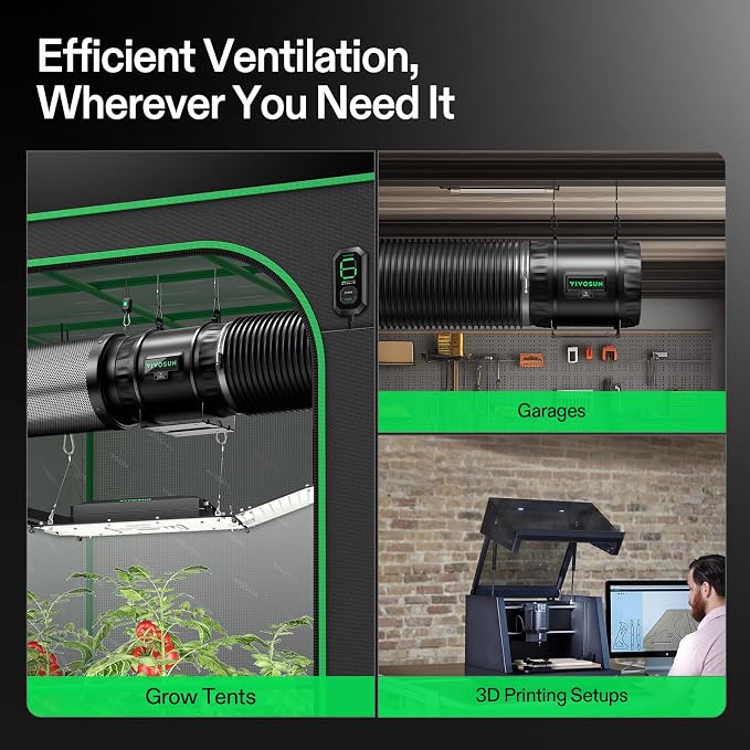 VIVOSUN Smart Air Filtration T8 Kit 8", AeroZesh T8 Inline Duct Fan - Image 2