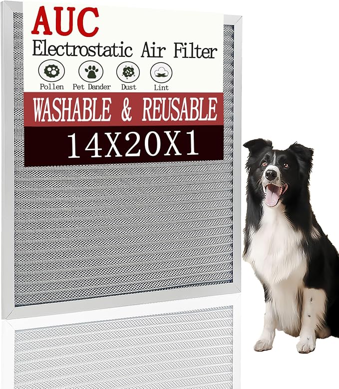 AUC Metal Washable Electrostatic Furnace Air Filter 1 inch, Aluminum Reusable by AUC