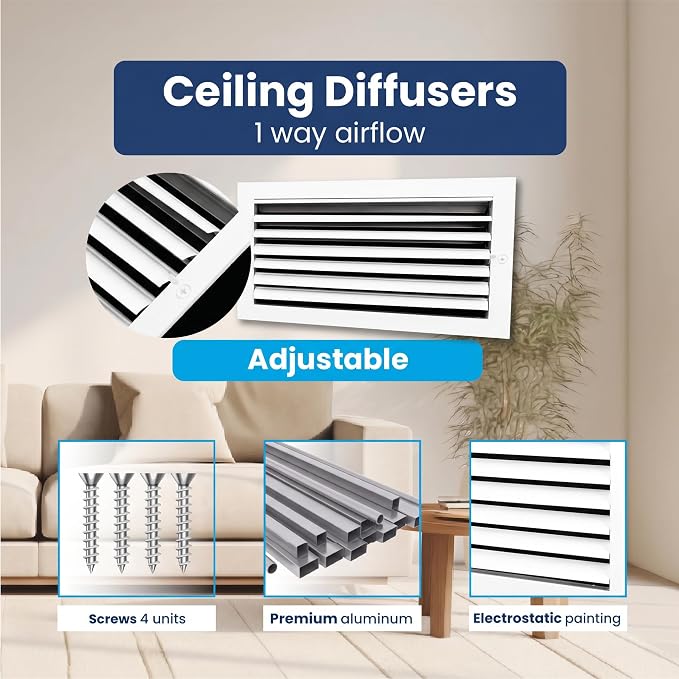 Aluminum 1-Way Air Supply Vent Register 8x14 Wall Ceiling HVAC Cover Quiet - Image 4