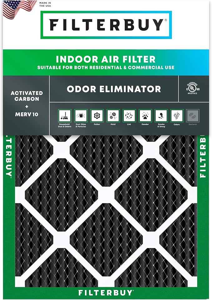 Filterbuy 20x22x1 Air Filter MERV 10 Odor & Allergy Defense by Filterbuy