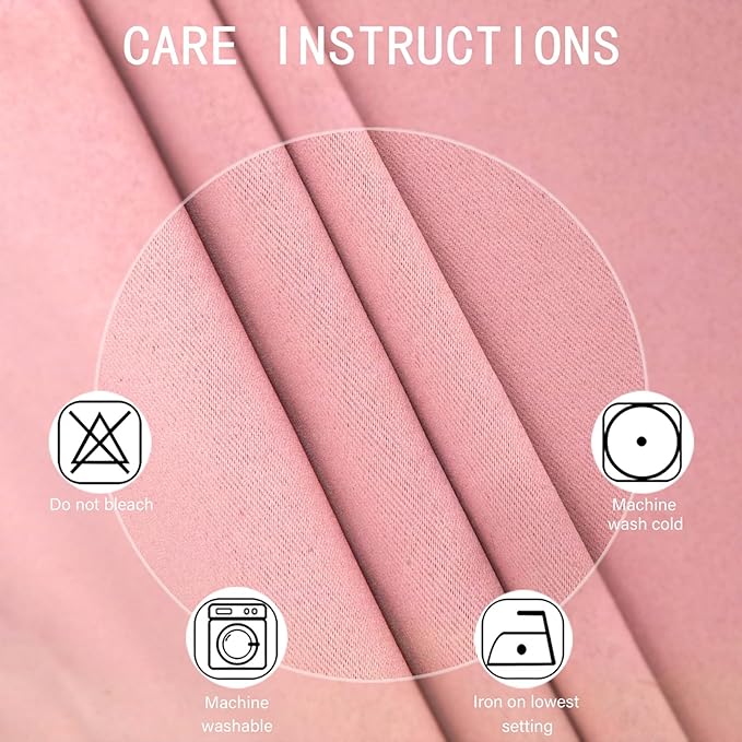 LEMOMO Blackout Curtains 52 x 120 Inch Long Pink Curtains Set of 2 Panels Room Darkening Curtains for Bedroom and Living Room