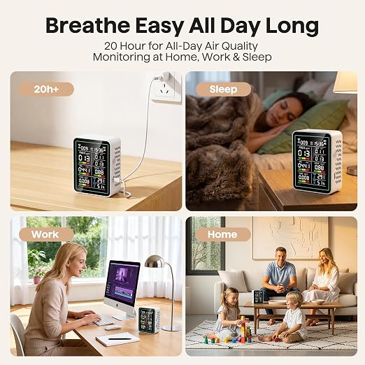 Air Quality Monitor Indoor, 10-in-1 Portable Smart Air Quality Tester - Image 6