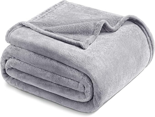 Exclusivo Mezcla Fleece Blanket Twin Size for Bed, Super Soft and Warm, All Season, Cozy, Plush, Lightweight, 90x66 Inches, Light Grey
